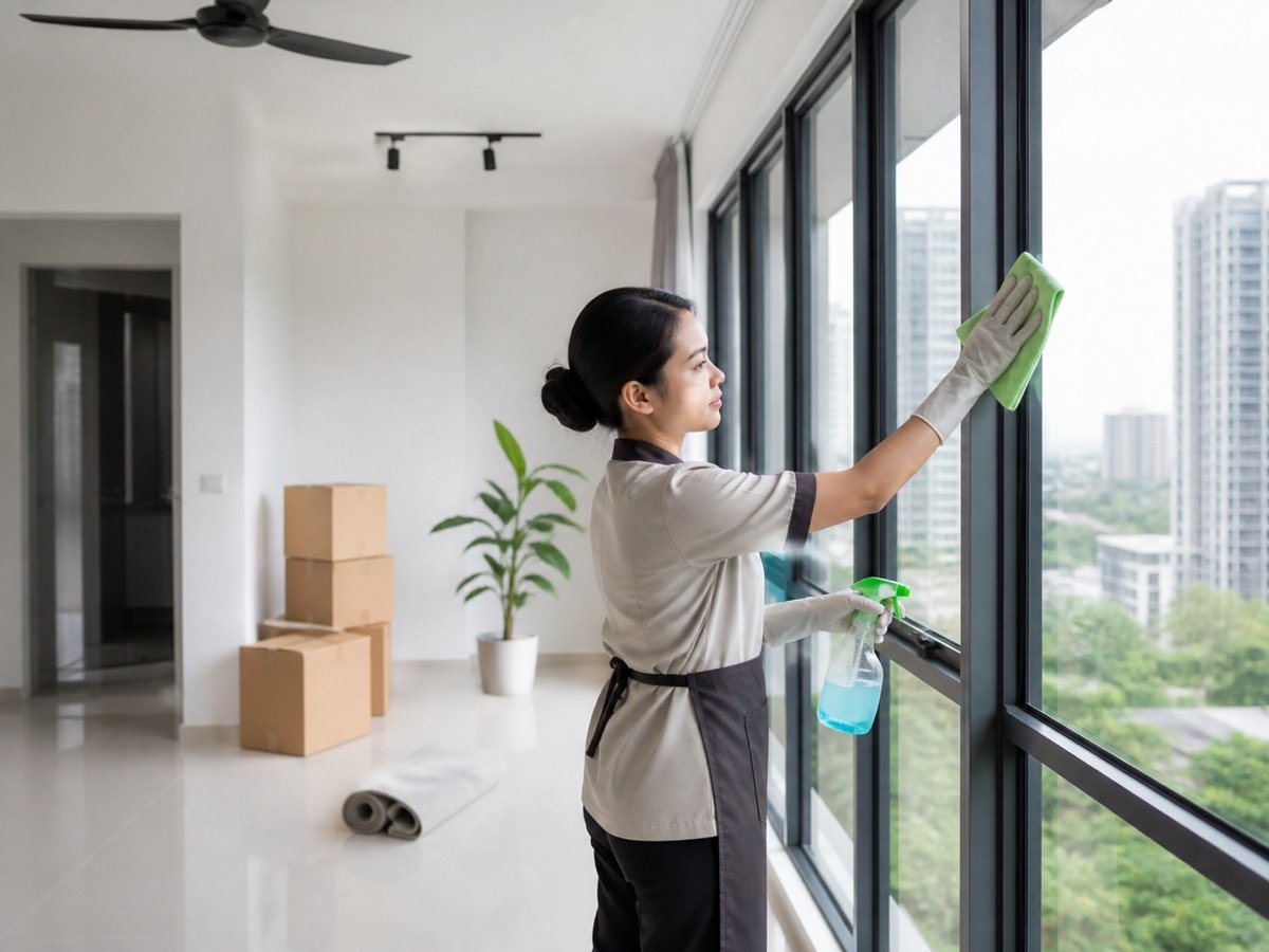 Professional move-in cleaning in an empty apartment