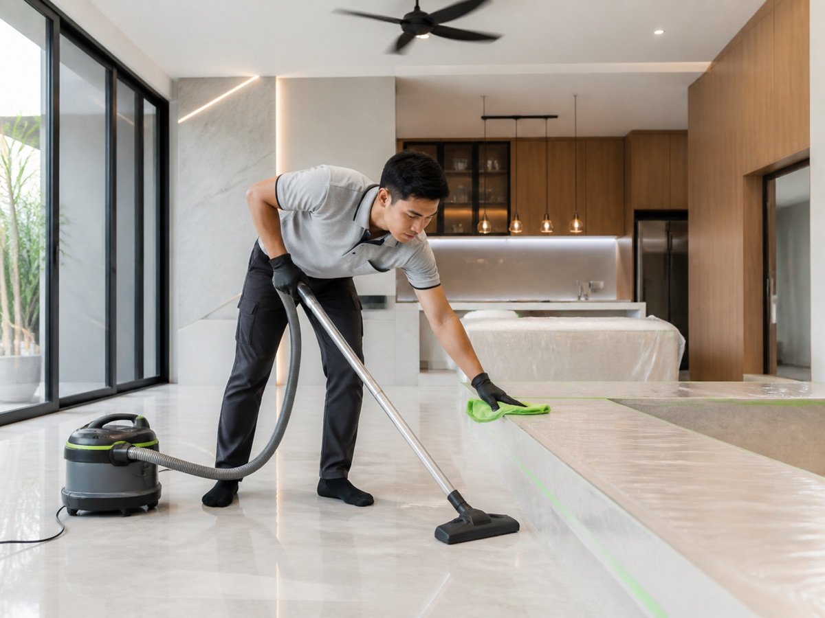 Professional post-renovation cleaning in a newly finished home